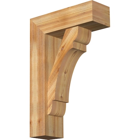 Ekena Millwork Olympic Block Rough Sawn Bracket w/ Offset Brace, Western Red Cedar, 8"W x 24"D x 36"H BKT0806X24X36OLY05RWR